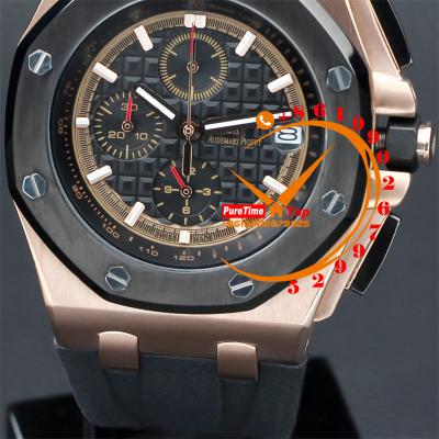 Z02 Royal Oak 26405 Rose Gold Black Dial Miyota Quartz Chronograph Rubber Strap Stopwatch 38 Styles