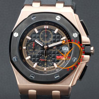 Z02 Royal Oak 26405 Rose Gold Black Dial Miyota Quartz Chronograph Rubber Strap Stopwatch 38 Styles