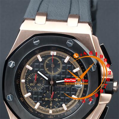 Z02 Royal Oak 26405 Rose Gold Black Dial Miyota Quartz Chronograph Rubber Strap Stopwatch 38 Styles