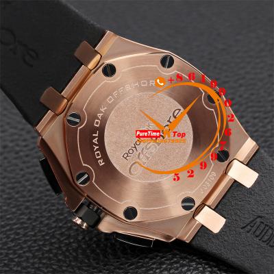 Z02 Royal Oak 26405 Rose Gold Black Dial Miyota Quartz Chronograph Rubber Strap Stopwatch 38 Styles