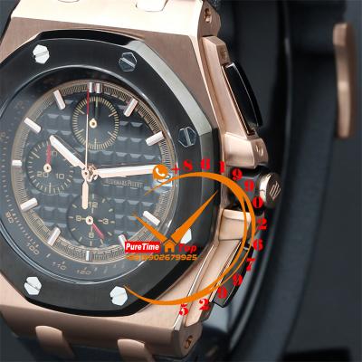 Z02 Royal Oak 26405 Rose Gold Black Dial Miyota Quartz Chronograph Rubber Strap Stopwatch 38 Styles