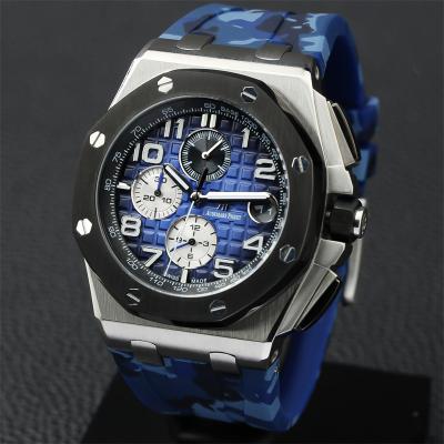 Z18A 26400 Royal Oak Offshore Miyota Quartz Chronograph D-Blue Dial Camouflage Rubber Stopwatch 12 Styles