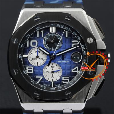 Z18A 26400 Royal Oak Offshore Miyota Quartz Chronograph D-Blue Dial Camouflage Rubber Stopwatch 12 Styles