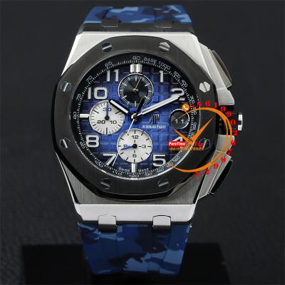 Z18A 26400 Royal Oak Offshore Miyota Quartz Chronograph D-Blue Dial Camouflage Rubber Stopwatch 12 Styles