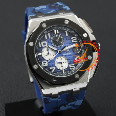 Z18A 26400 Royal Oak Offshore Miyota Quartz Chronograph D-Blue Dial Camouflage Rubber Stopwatch 12 Styles