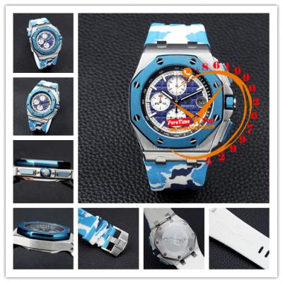 Z18B 26400 Royal Oak Offshore Miyota Quartz Chronograph Blue Dial Camouflage Rubber Stopwatch 12 Styles