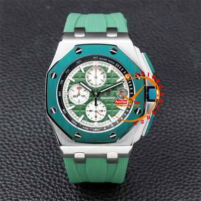 Z18C 26400 Royal Oak Offshore Miyota Quartz Chronograph Green Dial Green Rubber 12 Styles