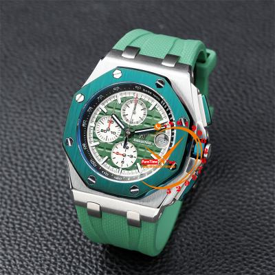 Z18C 26400 Royal Oak Offshore Miyota Quartz Chronograph Green Dial Green Rubber 12 Styles