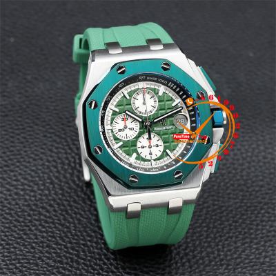 Z18C 26400 Royal Oak Offshore Miyota Quartz Chronograph Green Dial Green Rubber 12 Styles