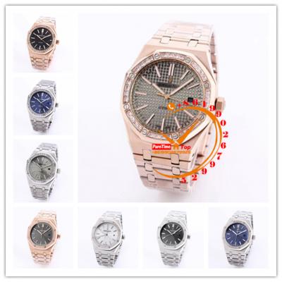 Z19A 15400 Royal Oak Rose Gold Diamonds Bezel Gray Dial Automatic Mens Watch Stainless Steel Bracelet  28 Styles