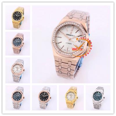 Z23A 15451 Royal Oak 37mm Rose Gold Diamonds Bezel Silver Dial Automatic Womens Watch Stainless Steel Bracelet  28 Style