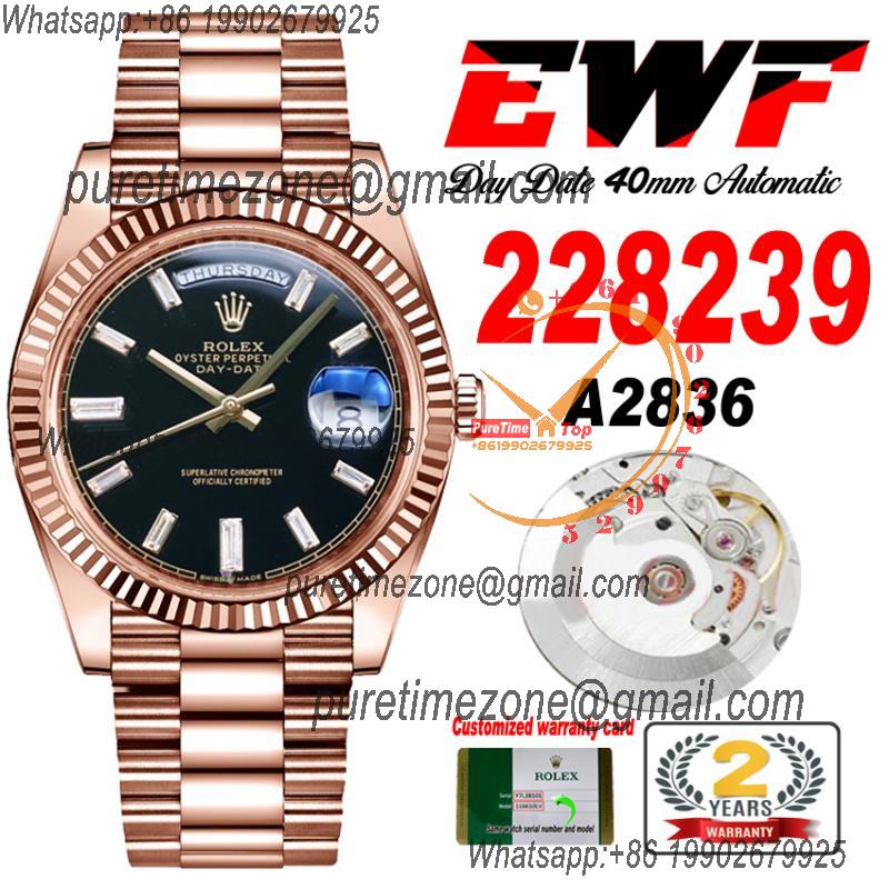 EWF DayDate 40 228235 A2836 Automatic Mens Watch RG Brown Diamond Dial President Bracelet Best Edition