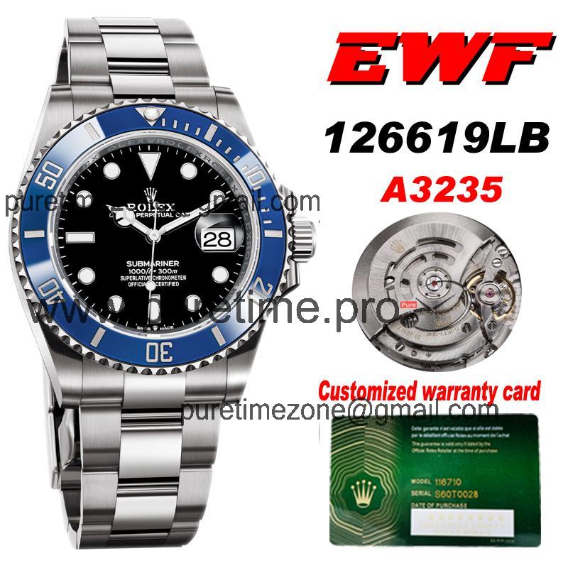 EWF Submariner 41 126613LB A3235 Automatic Mens Watch Blue Ceramic Bezel Black Dial 904L SS Oyster Bracelet Best Edition