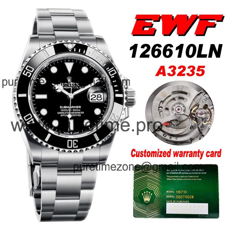 EWF Submariner 41 126610LN A3235 Automatic Mens Watch Ceramic Bezel Black Dial 904L SS Oyster Bracelet Best Edition