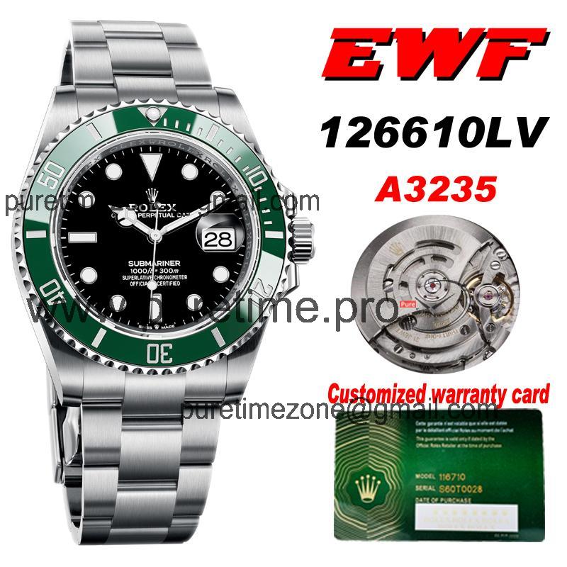 EWF Submariner 41 126610LV A3235 Automatic Mens Watch Green Ceramic Bezel Black Dial 904L SS Oyster Bracelet Best Editio