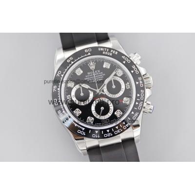 Daytona 116519 A7750 Automatic Mens Watch Best Edition EWF 904L Steel Black Diamonds Dial Oysterflex Rubber CHS