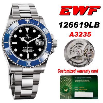 EWF Submariner 41 126613LB A3235 Automatic Mens Watch Blue Ceramic Bezel Black Dial 904L SS Oyster Bracelet Best Edition