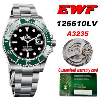 EWF Submariner 41 126610LV A3235 Automatic Mens Watch Green Ceramic Bezel Black Dial 904L SS Oyster Bracelet Best Editio