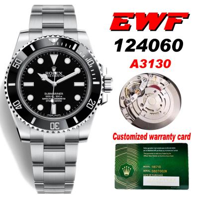 EWF Submariner 41 124060 A3130 Automatic Mens Watch Ceramic Bezel Black Dial 904L SS Oyster Bracelet Best Edition