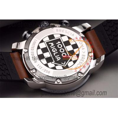 Mille Miglia 168571 SS V7F 1:1 Best Edition Gray Dial on Brown Gummy Strap A7750 Automatic Chronograph Mens Watch