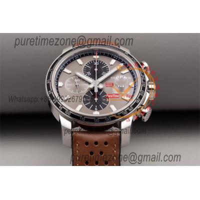 Mille Miglia 168571 SS V7F 1:1 Best Edition Gray Dial on Brown Gummy Strap A7750 Automatic Chronograph Mens Watch