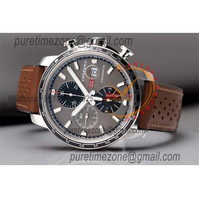 Mille Miglia 168571 SS V7F 1:1 Best Edition Gray Dial on Brown Gummy Strap A7750 Automatic Chronograph Mens Watch