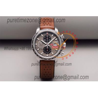 Mille Miglia 168571 SS V7F 1:1 Best Edition Gray Dial on Brown Gummy Strap A7750 Automatic Chronograph Mens Watch