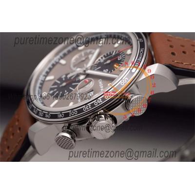 Mille Miglia 168571 SS V7F 1:1 Best Edition Gray Dial on Brown Gummy Strap A7750 Automatic Chronograph Mens Watch