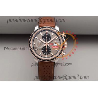 Mille Miglia 168571 SS V7F 1:1 Best Edition Gray Black Dial Brown Gummy Strap A7750 Automatic Chronograph Mens Watch