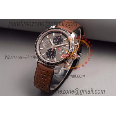 Mille Miglia 168571 SS V7F 1:1 Best Edition Gray Black Dial Brown Gummy Strap A7750 Automatic Chronograph Mens Watch