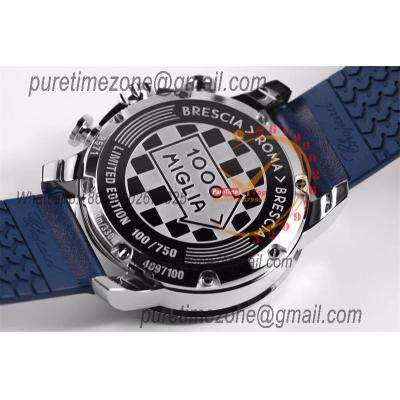 Mille Miglia 168571 SS V7F 1:1 Best Edition Blue Dial on Blue Rubber Strap A7750 Automatic Chronograph Mens Watch