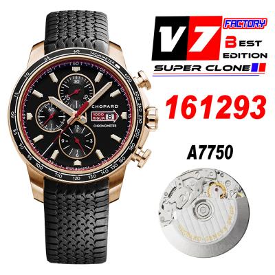 Mille Miglia 168571 SS V7F 1:1 Best Edition Rose Gold Black Dial on Black Rubber Strap A7750 Automatic Chronograph Mens 