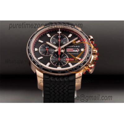 Mille Miglia 168571 SS V7F 1:1 Best Edition Rose Gold Black Dial on Black Rubber Strap A7750 Automatic Chronograph Mens 