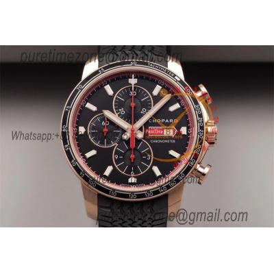 Mille Miglia 168571 SS V7F 1:1 Best Edition Rose Gold Black Dial on Black Rubber Strap A7750 Automatic Chronograph Mens 