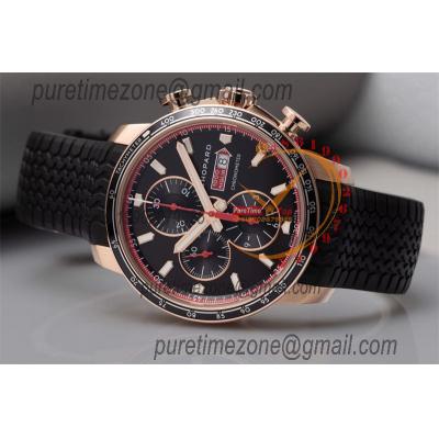 Mille Miglia 168571 SS V7F 1:1 Best Edition Rose Gold Black Dial on Black Rubber Strap A7750 Automatic Chronograph Mens 