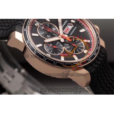 Mille Miglia 168571 SS V7F 1:1 Best Edition Rose Gold Black Dial on Black Rubber Strap A7750 Automatic Chronograph Mens 