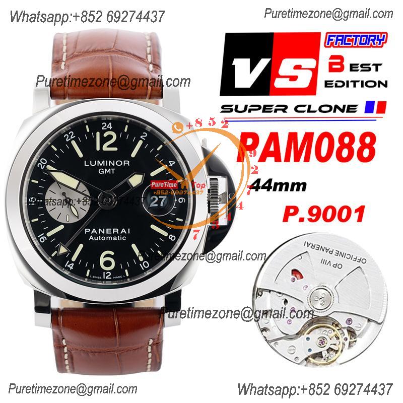 PAM00088 R Luminor GMT OP VIII Automatic Mens Watch 44mm VSF 1:1 Best Edition on Brown Leather Strap