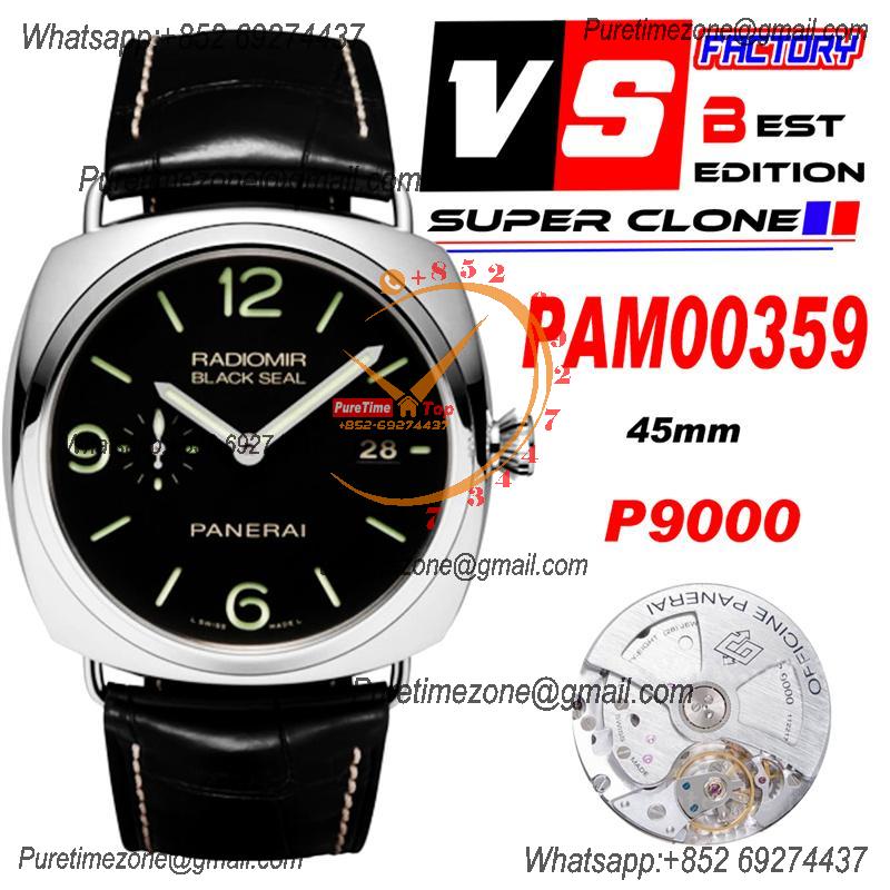 PAM00359 Luminor Marina 1950 3 Days P9000 Automatic Mens Watch VSF V2 1:1 Best Edition on Black Leather Strap