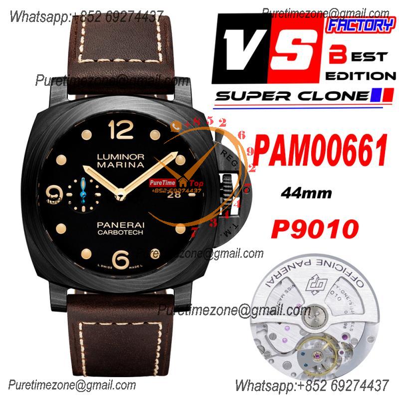 PAM00661 Luminor Marina 1950 3 Days Carbotech P9010 Automatic Mens Watch VSF 1:1 Best Edition Brown Leather Strap