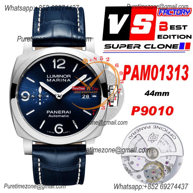 PAM01313 Luminor Marina P9010 Automatic Mens Watch VSF 1:1 Best Edition Blue Dial Blue Leather Strap