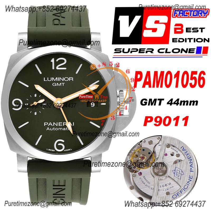 PAM01056 Luminor 1950 GMT P9011 Automatic Mens Watch VSF 1:1 Best Edition Green Dial Rubber Strap