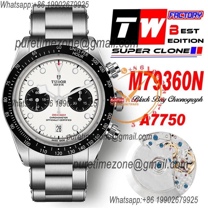 M79360N BLACK BAY CHRONO Automatic Chronograph Mens Watch TWF White Dial Stainless Steel Bracelet Super Clone