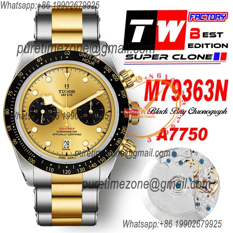 M79363N BLACK BAY CHRONO Automatic Chronograph Mens Watch TWF Two Tone Gold Dial Stainless Steel Bracelet Super Clone