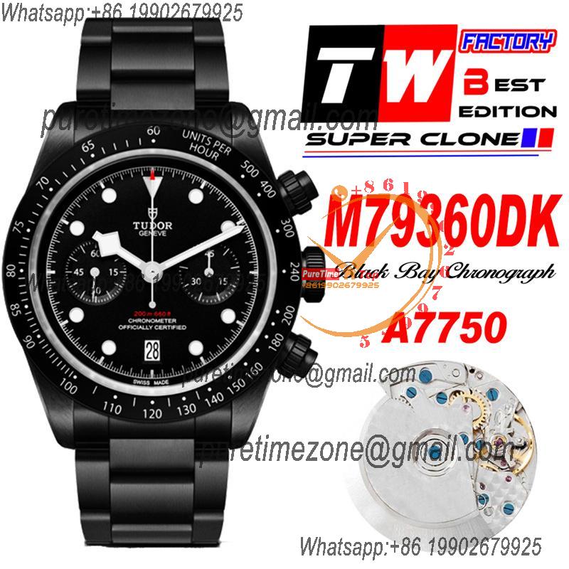 M79360DK BLACK BAY CHRONO Automatic Chronograph Mens Watch TWF All Black Dial Stainless Steel Bracelet Super Clone