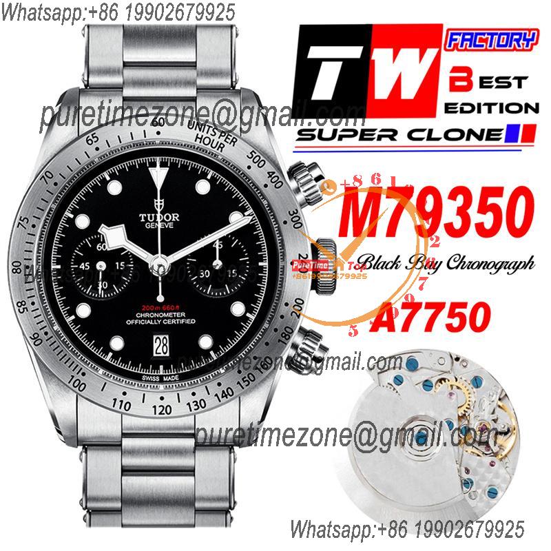 M79350 BLACK BAY CHRONO Automatic Chronograph Mens Watch TWF Black Dial Stainless Steel Bracelet Super Clone