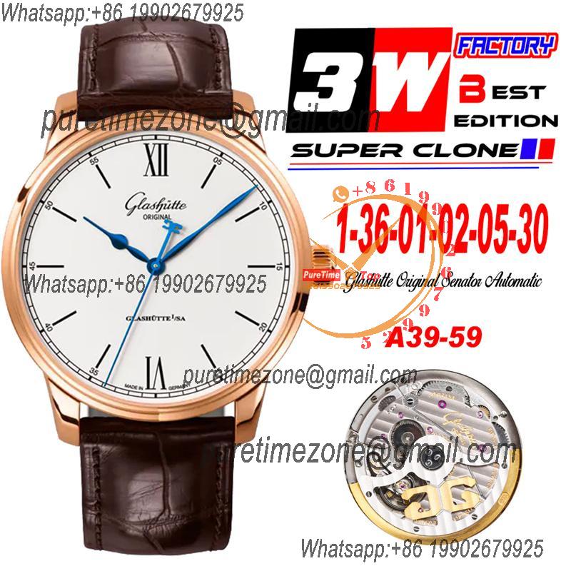 Senator Excellence A36-01 Automatic Mens Watch 3WF  1-36-01-02-05-30 RG White Dial Roman Brown Leather Best Edition