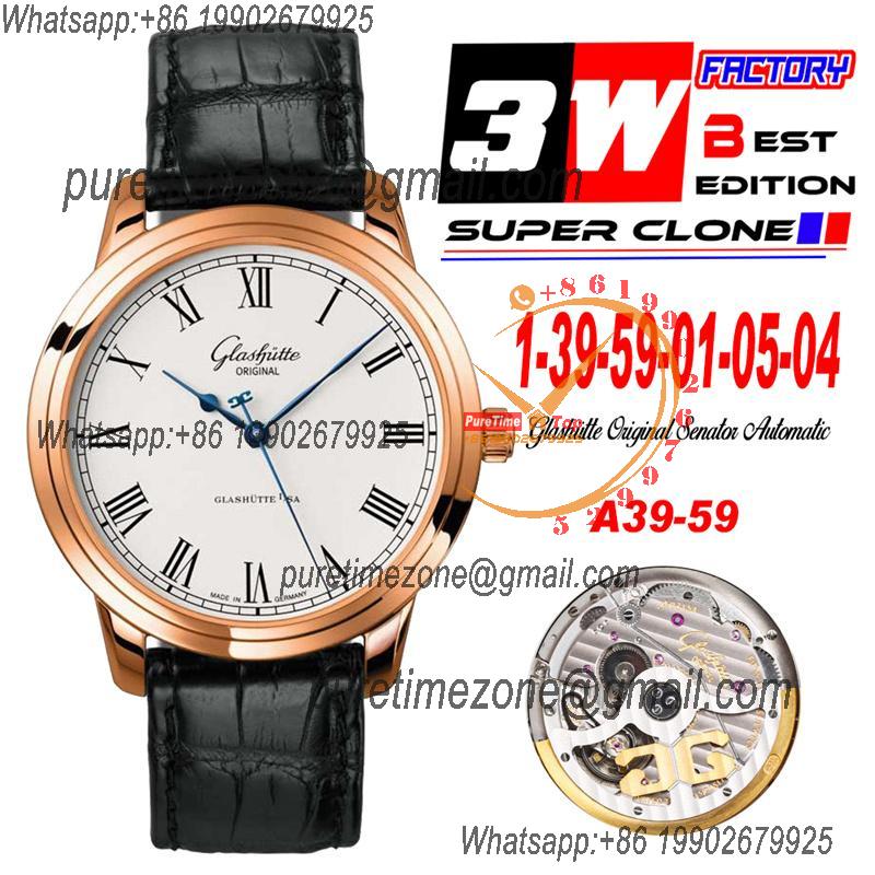 Senator Excellence A36-01 Automatic Mens Watch 3WF 1-39-59-01-05-04 RG White Dial Roman Brown Leather Best Edition