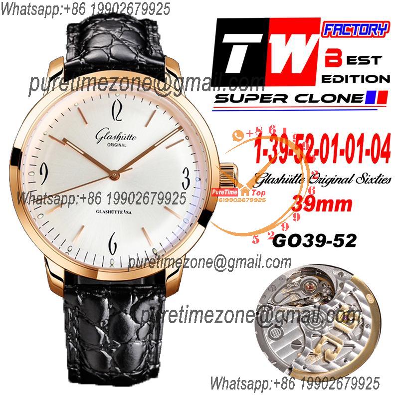 Senator Sixties A3952 Automatic Mens Watch1-39-52-01-01-04 TWF Best Edition Rose Gold Silver Dial Black Leather