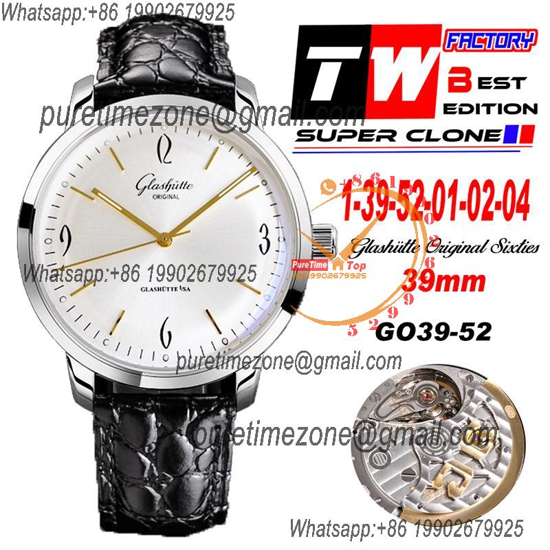 Senator Sixties A3952 Automatic Mens Watch 1-39-52-01-02-04 TWF Best Edition Steel Silver YG Dial Black Leather