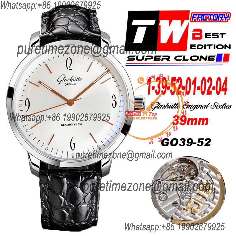 Senator Sixties A3952 Automatic Mens Watch 1-39-52-01-02-04 TWF Best Edition Steel Silver RG Dial Black Leather